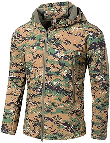 VADOOLL Herren Taktische Jacke Softshell Fleece Kapuzen Outdoor Mantel Warme Winterjacke Militär Softshell Taktische Jacke (CLSM,L)