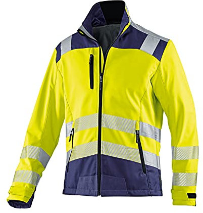 KÜBLER Workwear | KÜBLER REFLECTIQ Softshell Arbeitsjacke PSA 2 | warngelb/dunkelblau | Größe XS