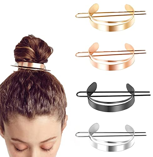 FENGHUNAYUE Haarspangen aus Metall, Blatt-Form, Halterung, Pferdeschwanz, Vintage, als Geschenk für Mädchen, Party, Hochzeit, Haarzubehör, 4 Stück