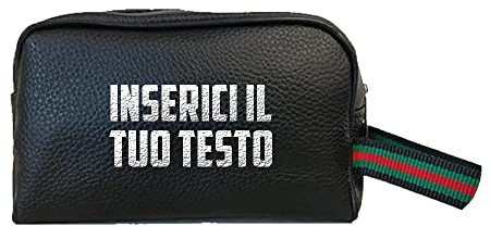 PR Service Pochette Borsello Casual da Polso, per Uomo e Donna in ecopelle, con cinturino in tessuto personalizzabile in ricamo del nome, inziali, testo.
