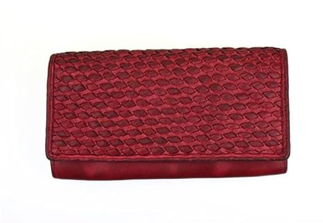 Damen Geldbörse gewaschenes Leder Rot Büffelleder Portemonnaie Doppelreißverschluss Used Look Vintage Geldbeutel