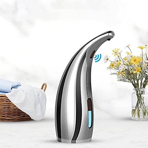 MIFULY Soap Dispenser Automatic, Touchless Liquid Soap Dispenser, with Infrared Motion Sensor, Waterproof, Silver, 300ml/11oz