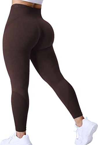 ZAAYO Damen Sport Ozone Leggings Gym Fitness Seamless Kniebeugensichere Yogahose Mit Hoher Taille Schokolade M