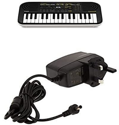 Bundle of Casio SA-51 32 Mini-Keys Keyboard in Black and Grey + Casio AD-E95100LE Keyboard UK 3 Pin Power Supply AC Adapter