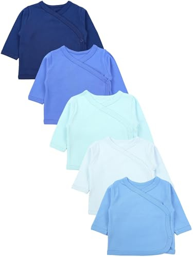 TupTam Baby Jungen Langarm Wickelshirt Baumwolle 5er Set, Farbe: Dunkelblau Jeans Blau Mintgrün, Kinder Größe: 74