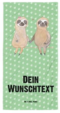 Mr. & Mrs. Panda Handtuch personalisiert Faultier Pärchen - Personalisierte Geschenke, Faulenzen, Liebe, Personalisierbares Badetuch, Kinderhandtuch mit Namen, Strandtuch, Deko, Liebespaar
