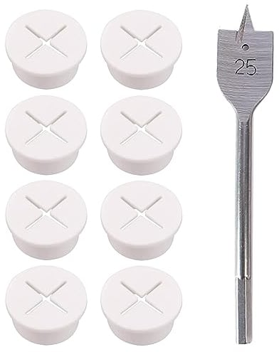 Flexible Arandela Para Cable 20Mm 8 Piezas Pasacables Escritorio Blanco Tapones Cable Ojales Cable de Escritorio Apto Para Oficina Hogar Accesorios Lugar de Trabajo (Con Brocas de 25Mm)