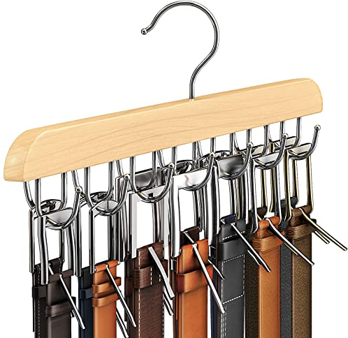 Resovo Cintre en bois pour ceinture, organiseur de ceinture en bois – 1 paquet