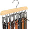 Resovo Gürtelaufhänger für Schrank, stabiler Holz-Gürtelständer, Schrankzubehör mit 14 Haken, Gürtel-Organizer für Schrank-Organizer und Aufbewahrung, max. 42 Gürtel, Holz, 1 Packung