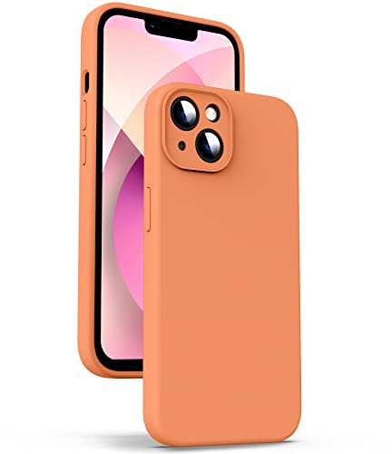 Supdeal Liquid Silicone Case for iPhone 13 Mini, [Camera Protection] [Anti Fingerprint] [Wireless Charging] 4 Layer Phone Case Protective Cover, Built-in Microfiber Case Cover, 5.4, Orange