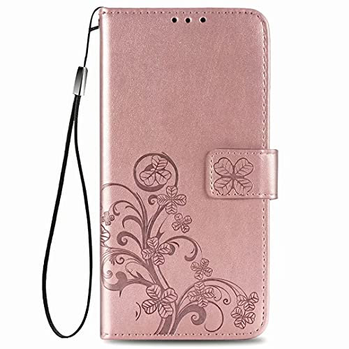 JIAFEI Coque pour Honor 90 Lite 5G, Premium PU Cuir Portefeuille Relief Motif Antichoc Protection Étui, avec Espèces et Carte Fente, Téléphone Case Protection Cover, Or Rose