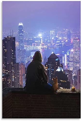 Enartly Leinwand Bilder LoFI City Poster Soggiorno Camera da letto Pittura Opera d'arte 60x80cm Senza Cornice