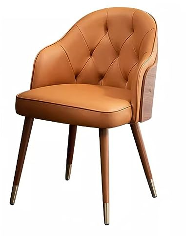 LEIYTFE Moderner Akzentstuhl Polsterstuhl Esszimmerstühle Nussbaum Maserung Rückenlehne, Restaurant-Hotel-Café-Sitzstühle, Schreibtischstuhl Massivholz Esszimmerstuhl (Color : Orange)