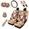 Kuiaobaty Boho Kuh Floral Auto Sitzbezüge Full Set von 10 Bight Flowers Auto Innenraum für Frauen Lenkradbezug Cup Pads