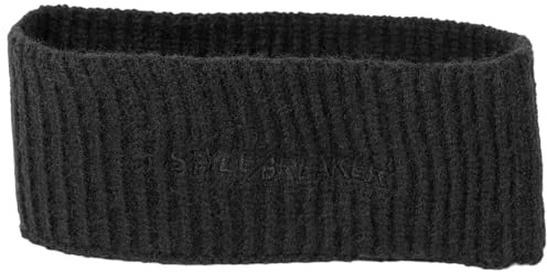 styleBREAKER Damen Strick Stirnband Logo Stick, Schwarz | Perlrippen-Muster, 20 cm Bundweite ungedehnt, 8 cm breit, passend für 46-58 cm Kopfumfang, schützender Ohrenwärmer.