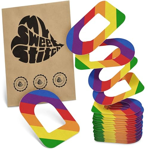 MySweetStitch 25 Ringpatches für Omnipod 5/DASH/EROS oval Pride | Stabilisiert ablösende Ränder, Mitte bleibt frei, wasserfest und flexibel, bis zu 3 Tage Halt
