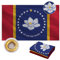 Mississippi-Flagge, 90 x 150 cm, doppelseitig, strapazierfähig, 210D-Polyestergewebe, bestickte Magnolie und Sterne und 4 Reihen genähte Fliegenenden mit 2 Messingösen, Bundesstaat Mississippi