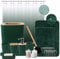 XLHOMO Dunkelgrünes Badezimmer-Zubehör-Set mit Ombre-Duschvorhang und Badezimmerteppichen, Mülleimer, Zahnbürstenhalter und Tasse, Seifenspender, Tablett, Seifenschale, WC-Bürste, Q-Tip-Halter