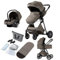 Reenborn Passeggino Trio, Passeggino 3 in 1 con Due Modi Reversibili Spingere, Trio Neonati con Telaio Alluminio Paesaggistico Alto, Design Pieghevole in Un Clic (V9 Chocolate)