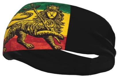 Sport Stirnband Rasta Löwe Von Juda Stirnband rutschfest Haarband Sport Elastisch Stirnband Für Frauen, Für Basketball, Wandern, 54-60cm