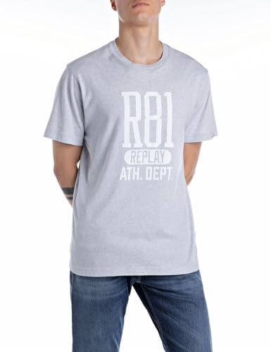 Replay Herren M3039 T-Shirt, M54 Sky Grey Melange, L