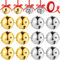 Roowest 12 Stück große Weihnachtsstern-Glocken, Ornamente, 8,9 cm, Jumbo-Schlittenglocken, Weihnachtsbaumschmuck mit Band zum Basteln, Weihnachtsbaumkranz, DIY-Dekorationen (Silber, Gold)
