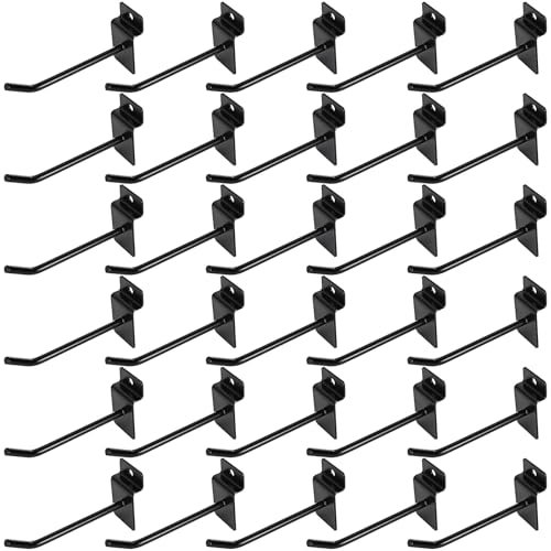 GBACHOOSE Lamellenwand-Haken, Metall, 10,2 cm, robuste Lamellenplatte für Garage, Geschäft, Einzelhandel, kommerzielle Qualität, Schwarz, 32 Stück