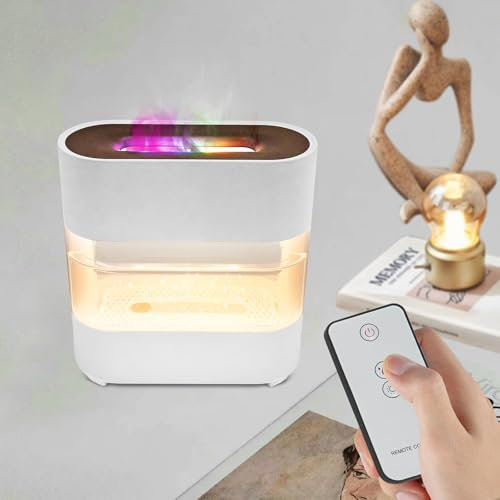 Ätherische Öl-Diffusoren für ätherische Öle Ultraschall-Luftbefeuchter mit LED Wasser Kapazität 300ml 7 Colors Licht mit Remote Control für Reisen Zuhause Büro weiß