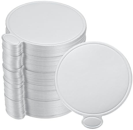 sourcing map 200pcs Mini Cake Boards, Mousse Cake Cardboards Round Cake Bases Plates Cupcake Dessert Displays Base Tray for Cupcakes, Cakes, Pastries Base - Grease Proof (Silver Tone)