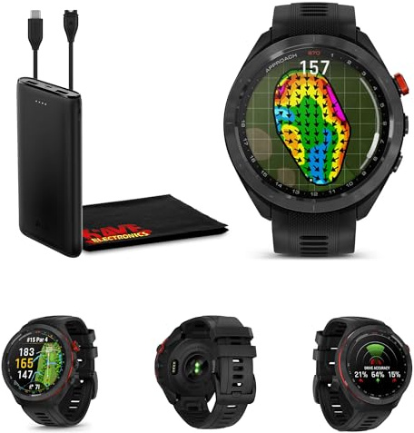 Garmin Approach S70 Golf GPS Smartwatch AMOLED 47mm (Black) Bundle | For Golf, Course Navigation & Training | Lightweight Touchscreen | 42,000 Preloaded Courses