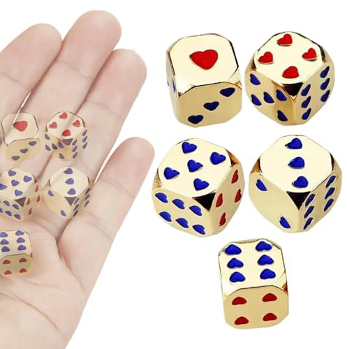 Tyinerc Herzwürfel, sechsseitige Würfel | Würfel mit Herzmuster - 6-seitige Tischspielwürfel, runde Eckwürfel, 6-seitig, 5X für Trinken, Unterhaltung, Mahjong-Spiele