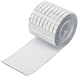 KTHZI 1888 Pieces Self-Adhesive Mirror Tiles,Small Square Glass Mirror Stickers for DIY Craft, Wall Decoration, Disco Ball, Kitchen, Bathroom, and Party Decor (Silver)