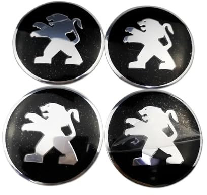 4 Stück Radnabenkappen für Peugeot 107 2008-2012 50mm, Nabendeckel Aufkleber Radnabenabdeckung Nabenkappen Radnabenkappen Felgen Aufkleber Auto,Bla-ck-Silver