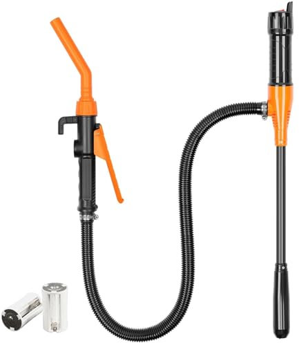 AWYYA Pompe de Transfert de Carburant À Piles, avec Tuyau de 90 Cm, Débit de 2,6 Gpm, Facile À Transporter, pour Le Transport D'essence, de Fioul Léger, de Kérosène, de Diesel, Etc., Sans Piles.