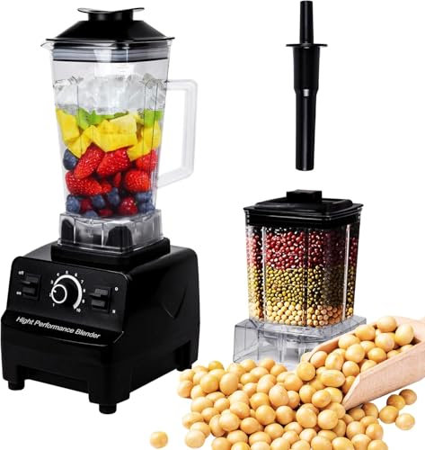 Blendra Blender Smoothie Maker with 2L Blending Jug & 600ML Grinding Jug,6 Sharp Blades Blenders for Kitchen, Smoothie Blender Max 48000 RPM, Smoothie Maker for Liquidisers, Ice,Fruit,Black