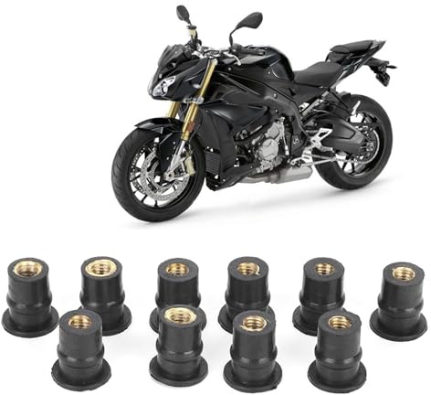 KooingTech 10pcs M5 Muttern, Gummimutter, Verkleidungsschrauben Motorrad | 5mm Motorrad Windschutzscheibenmutter, für meisten Windschutzscheiben, Karosserien sowie Motorrad und ATV Anwendungen