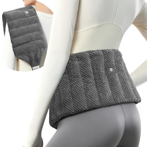 UNCN Coussin Chauffant Dos Micro Ondes 78 x 19cm Bouillotte Micro-onde | Avec Bretelles Réglables - Lavande et Plantes Bienfaisantes -Tissu de polar fleece
