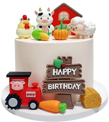 14 Stück Bauernhof-Tier-Kuchenaufsätze, Kuh, Schaf, Kürbis, Cupcake-Topper, Bauernhof-Tier für Babyparty, Barnhof-Geburtstagsparty, Kuchendekoration, Bauernhof-Thema, Geburtstagskuchendekorationen