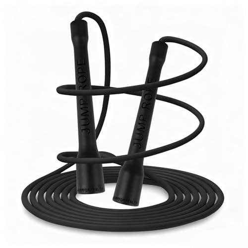 Honosen Cuerda de saltar para adultos, fitness, 5 mm x 5 m, PVC, para adultos con mango antideslizante, cuerda de velocidad ajustable, cuerda de saltar ligera de ABS para hombres y mujeres
