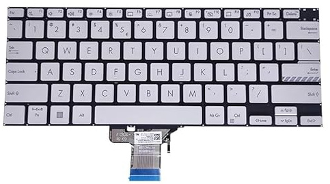 SHANGYG UK UI Latin Tastatur mit Hintergrundbeleuchtung für Vivobook Pro 14X OELD X3400 M3400 X7400 M7400 N7400 Englisch Spanisch Laptop-Tastaturen(Silver Backlit UI)