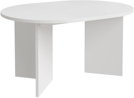 Selsey Table à Manger Ovale Extensible – Table Ronde avec Plateau Blanc, 110-190 cm – Parfaite pour Intérieur Élégant, avec 2 Rallonges, Design Moderne et Fonctionnel