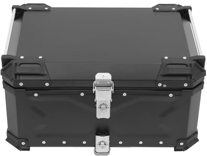 DAHAD Topcase - Coffre de moto - 65 l - En alliage d'aluminium - Étanche et antivol - Universel - Avec serrure de sécurité pour casque, imperméable