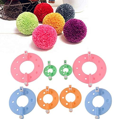 8PCS Modern Essential Pompom Maker, 4 Sizes Pompom Maker Tool Set for Fluff Ball Weave DIY Wool Yarn Knitting Craft Project for Kids and Adult