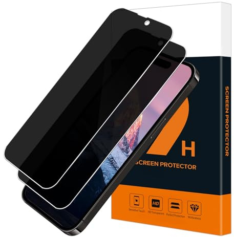 Carantee 2 Stück Schutzfolie für Panzerglas für iPhone 15 Pro Blickschutzfolie, Anti-Spy Bläschenfrei 9H Härte Anti-Kratzer 15 Pro Displayschutz, 2.5D Edge Hüllenfreundlich Anti-Schmutz Sichtschutz