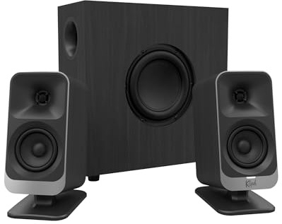 Klipsch ProMedia Lumina 2.1 - Altoparlante da desktop leggendario suono americano, USB-C, Bluetooth 5.3, illuminazione personalizzata, subwoofer compatto, nero