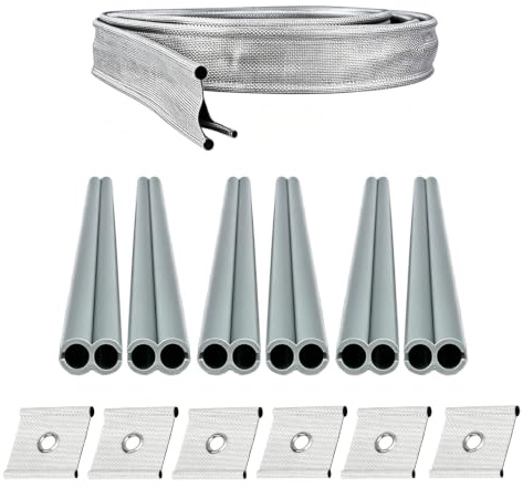 Wohnmobil-Markisen Zubehör Set-Für Wohnmobil Markisen Caravan Camping Zelt | 3m Gewebtes Doppel-Kederband,50cm Führungsschienenprofil (Acht-Form) für Markisen 6 STK,Schiene montierter Hängering 6 STK