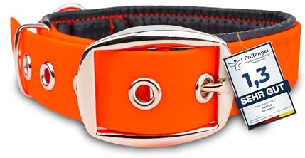 PetTec Halsband für große & kleine Hunde aus Trioflex™ | wetterfest & verstellbar in Farbe | Hundehalsband in Rot, Braun, Schwarz & Leuchtend Orange