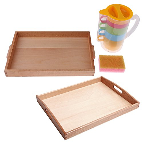 Sharplace Montessori Basic Pouring Cups+Sponge+Tray Toy Gift for Children