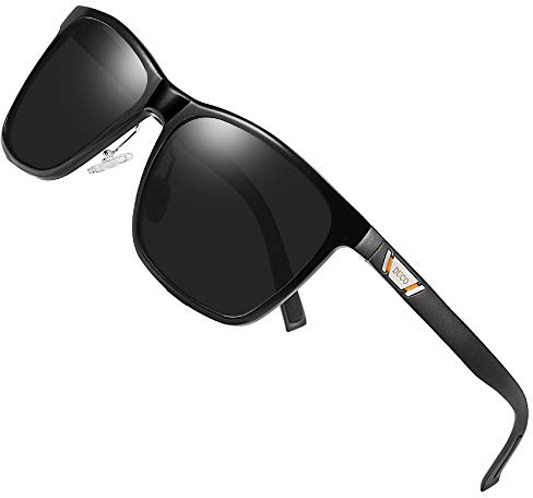 DUCO Unisex Metal Classic Polarised Sunglasses with UV400 Protection for Outdoor Sports 3029H (Black)