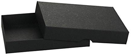 Faltschachtel 11 x 15 cm, Schwarz, Füllhöhe 25 mm, mit Deckel, Recyclingkarton, umweltfreundlich, für Fotos, Geschenke, Postkarten - 10er Set